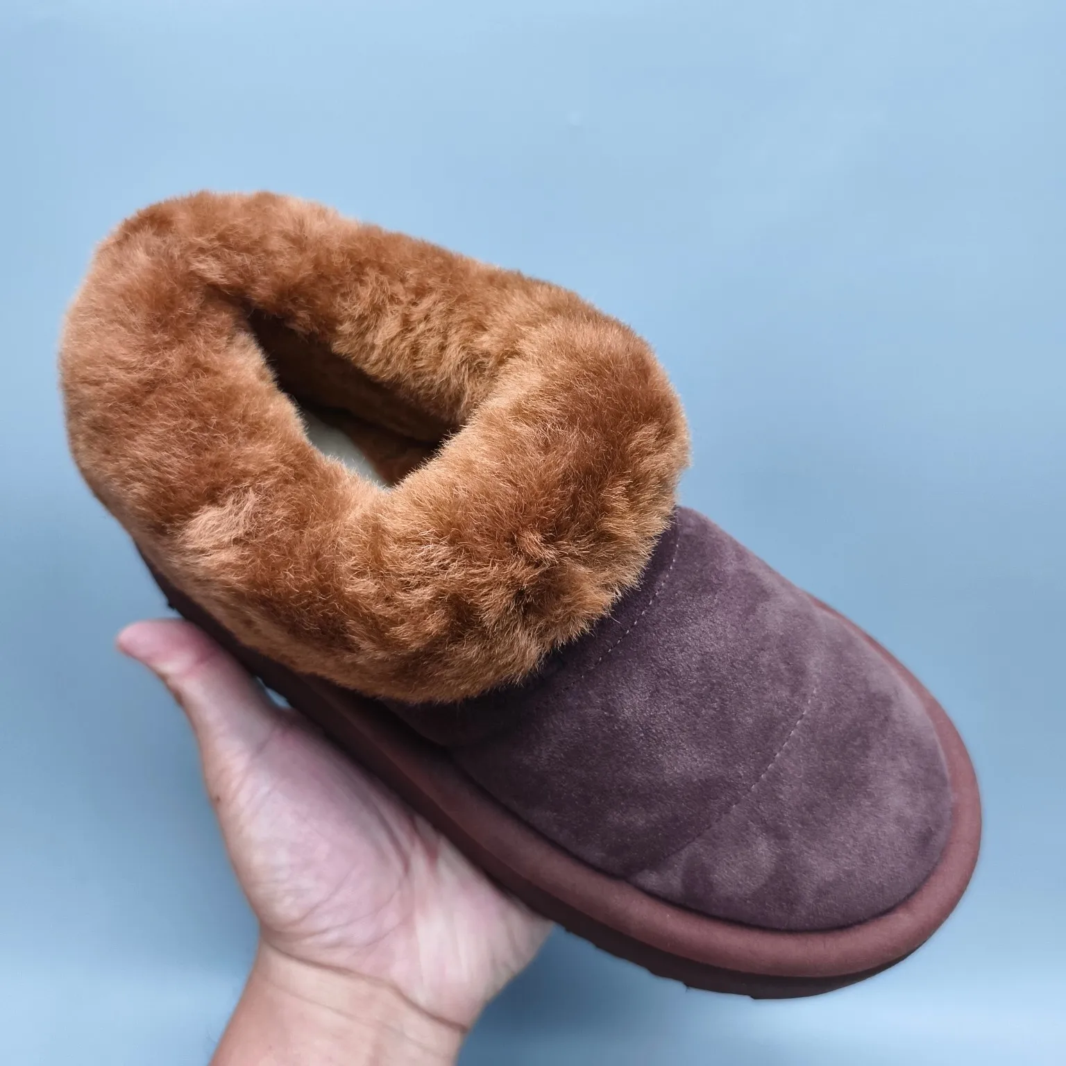 💰600 UGG sheepskin one-piece snow boots 6390 thick-soled slip-on casual shoes Color: Maroon Black Chocolate Size: 35-41